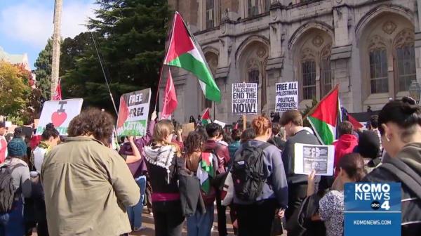 Students are pictured at the rally.